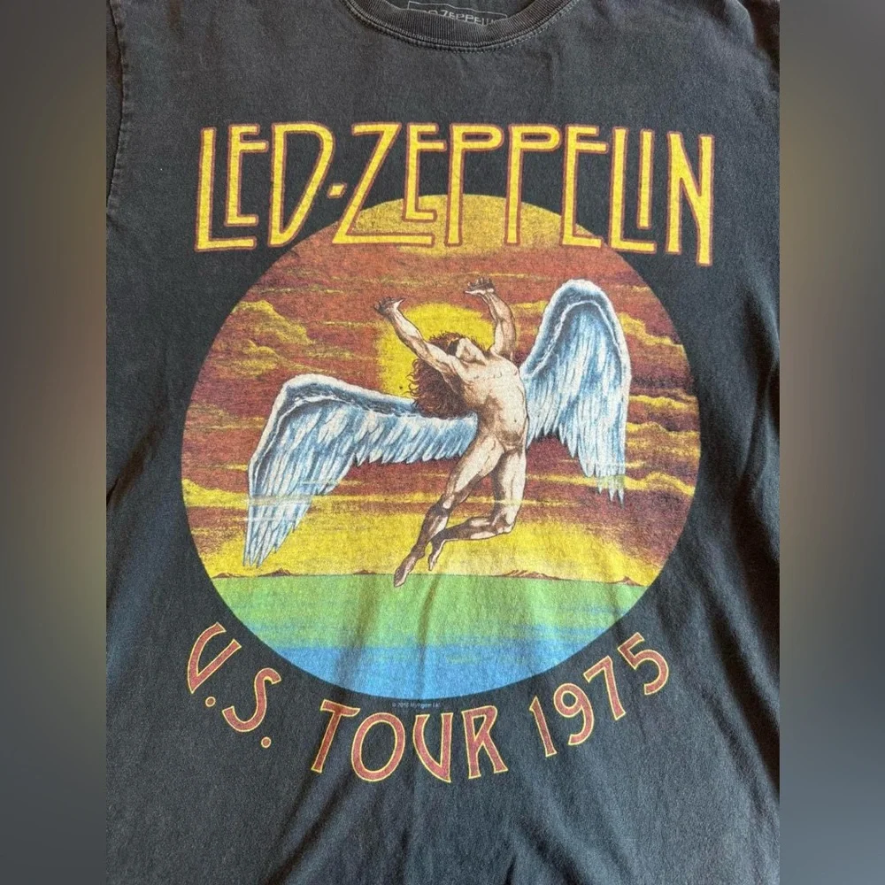 Led Zeppelin U.S. Tour 1975 Graphic Tee - Vintage style Washed Rock Band T-Shirt